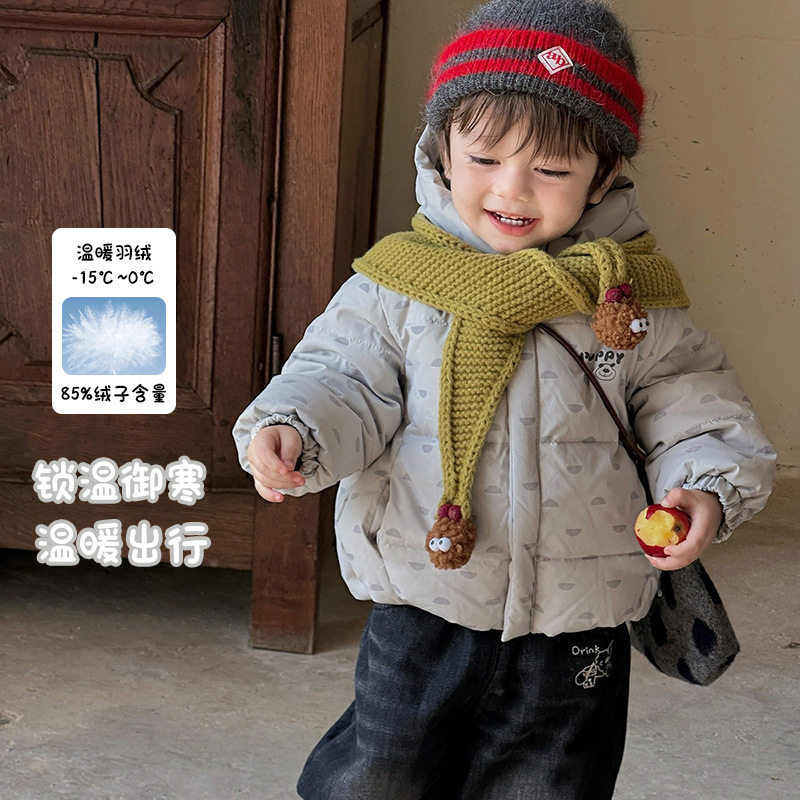 三折撤柜男童羽绒服冬装新款加厚婴儿面包服宝宝保暖羽绒连帽外套