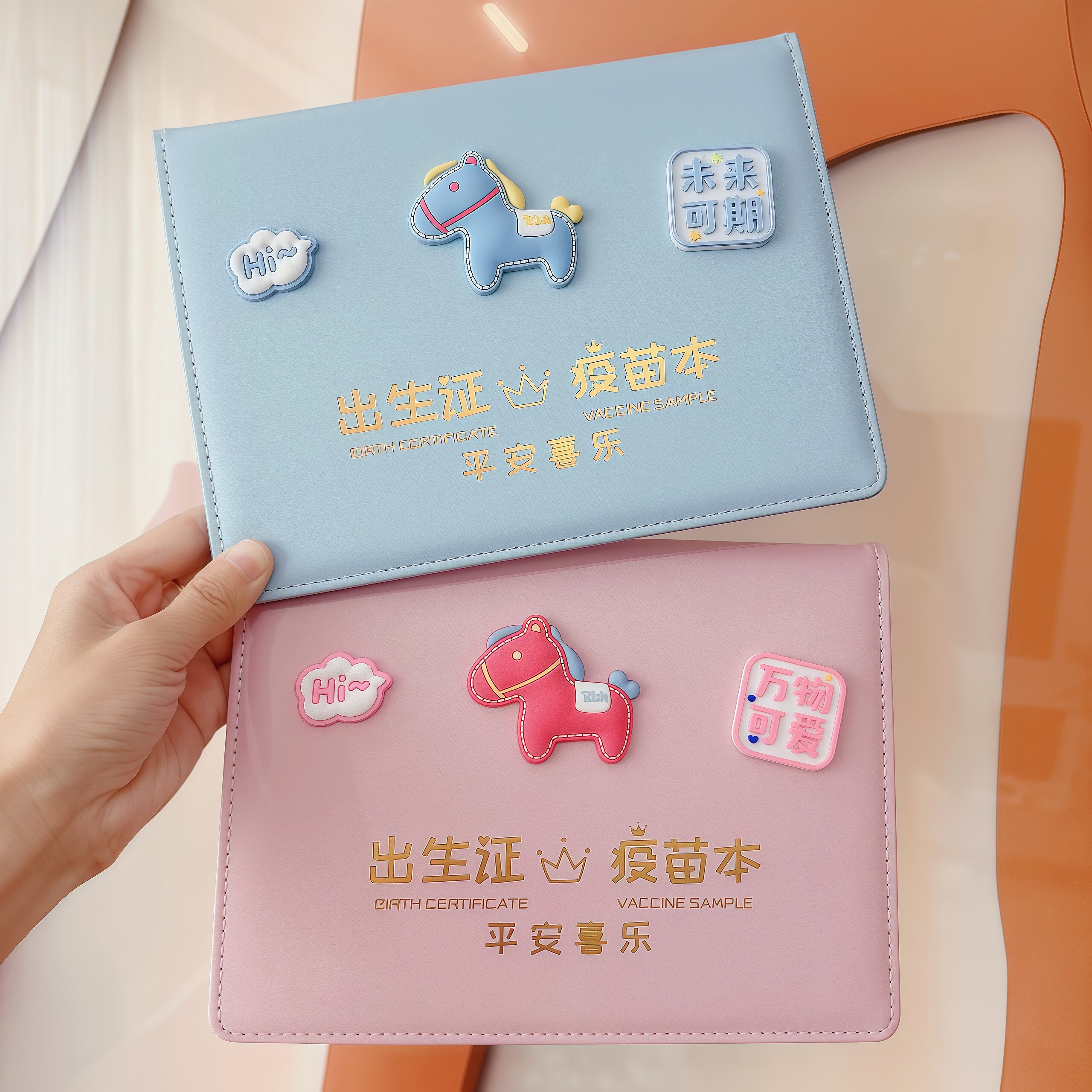 可刻字三合一宝宝医学出生证和疫苗本保护套儿童预防接种证收纳盒