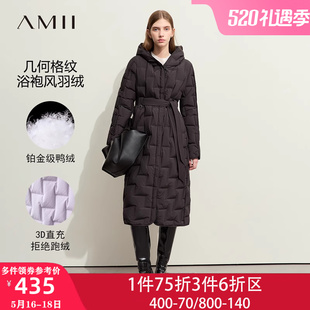 加厚工装 Amii白鸭绒长款 2023新款 冬季 棉服外套绗缝 派克羽绒服女款