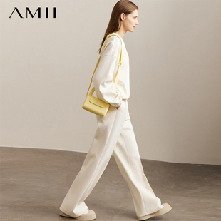 女休闲运动两件套宽松V领上衣 设计感卫衣套装 新款 Amii2024春季