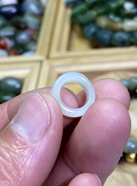 和田玉白玉籽料卡9随型跑环古风玉环项链锁骨链挂饰文玩珠串跑圈