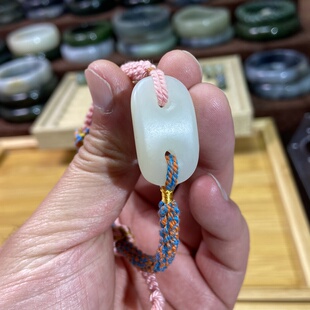 和田玉糖白玉随型手牌配饰老光工艺复古风藏式手编绳国风手饰手链