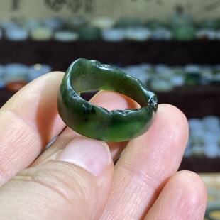 和田玉碧玉卡20随型戒指大圈口戒圈复古风文玩珠串跑圈玉环挂饰