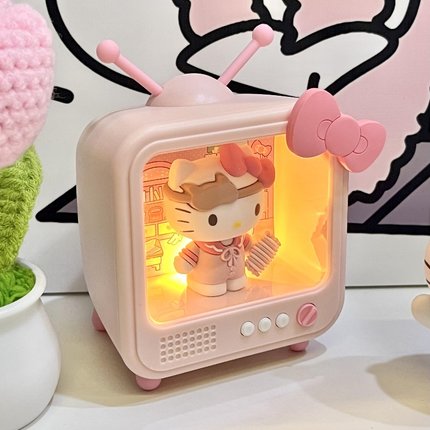 HelloKitty发光摆件电视机频道美乐蒂三丽鸥系列礼物桌面房间装饰