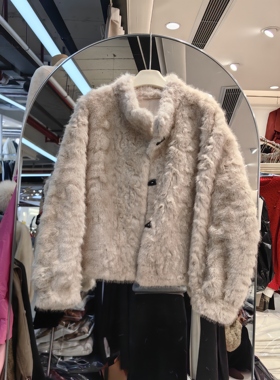 冰格25119#2026春季新款时尚女气质外套宽松显瘦百搭减龄皮毛一体