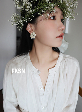 浮夸少女dayu自制中古vintage玫瑰树脂耳环