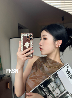 浮夸少女dayu原创蕾丝花边印花复古风仿皮iphone14艺术苹果手机壳