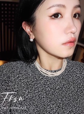 浮夸少女dayu多层珍珠项链女款轻奢时尚叠戴珍珠项链女气质法式