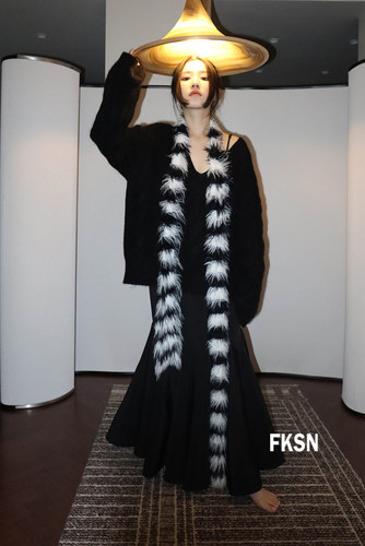 浮夸少女dayu条纹长毛女明星围巾