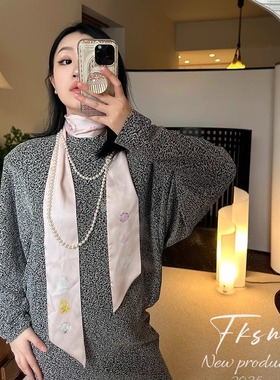 浮夸少女dayu 原创钻石花朵长款多用丝巾  虚虚实实的美丽长巾