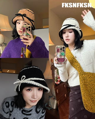 浮夸少女翻边蝴蝶结渔夫帽