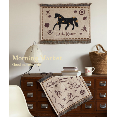 Morning Market 「幸运小马」原创复古艺术挂毯 沙发小毯流苏壁毯