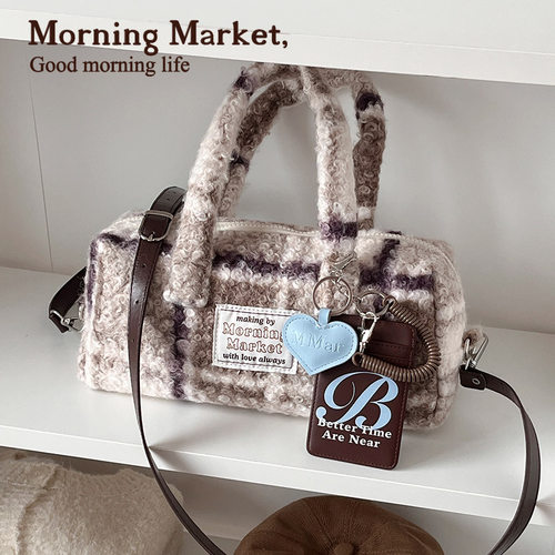 【清仓5折 原129现69.9】Morning Market 格纹波士顿包 换