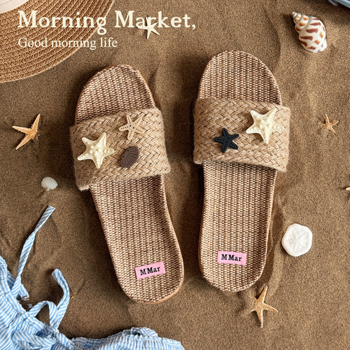 MorningMarket可外穿亚麻拖鞋