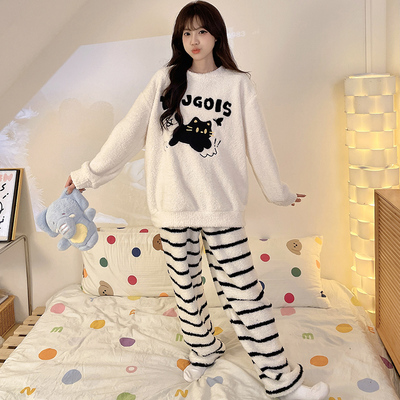 150CM矮小个子Hellokitty凯蒂猫冬季睡衣女珊瑚绒长袖家居服套装