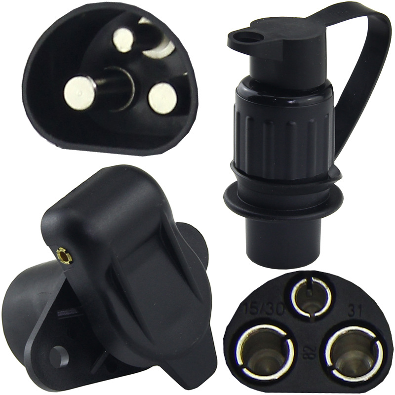 农用车电源3芯插头插座 播种机徐工拖拉机三孔针接头3针公头线束