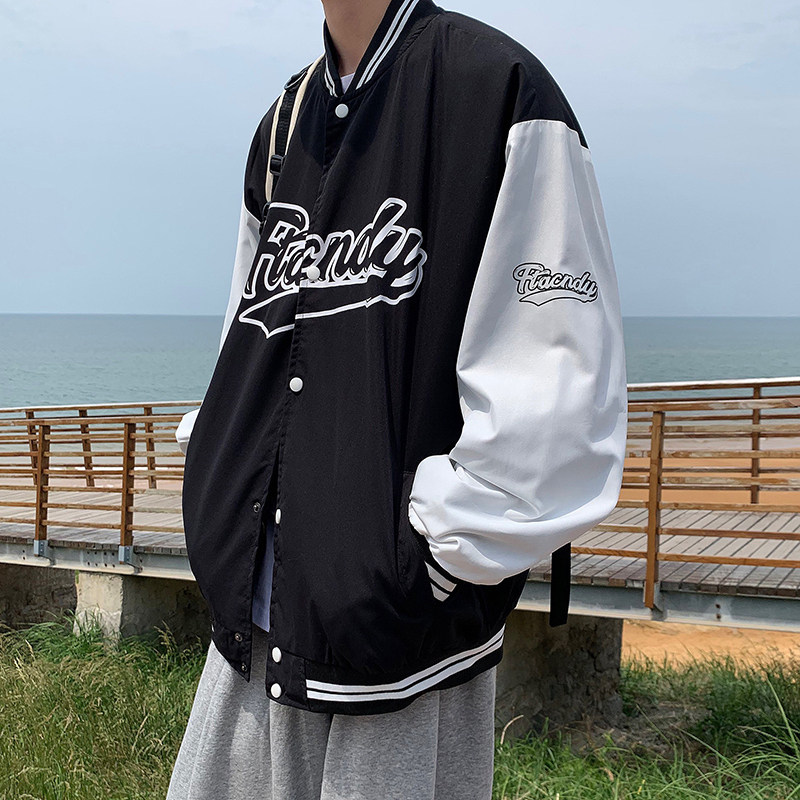 910A- Y62港风春秋时尚潮流小清新夹克外套棒球服男女图片