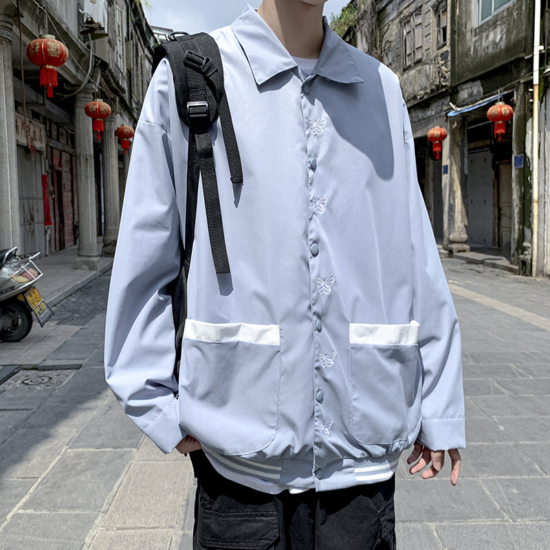 910A- Y120-P65港风春秋新款情侣夹克外套原宿风休闲男士图片
