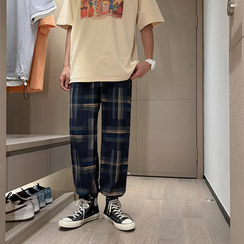 910AA25秋季男士格子宽松休闲裤,男装休闲裤,星座910A
