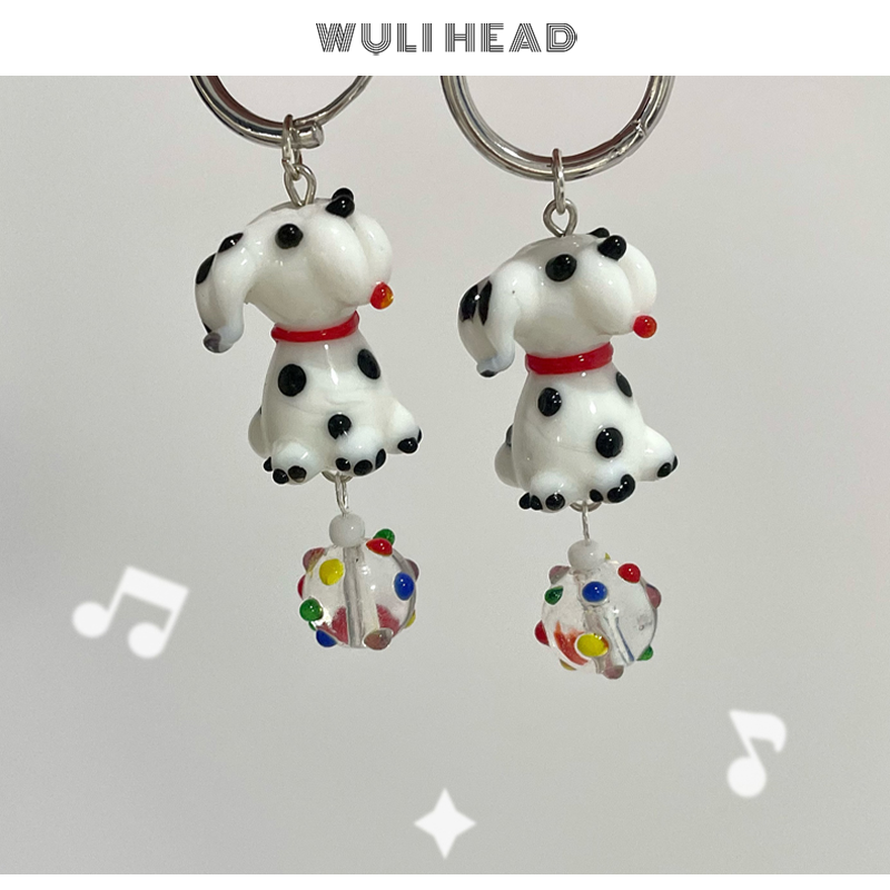 可爱个性斑点狗波点耳环