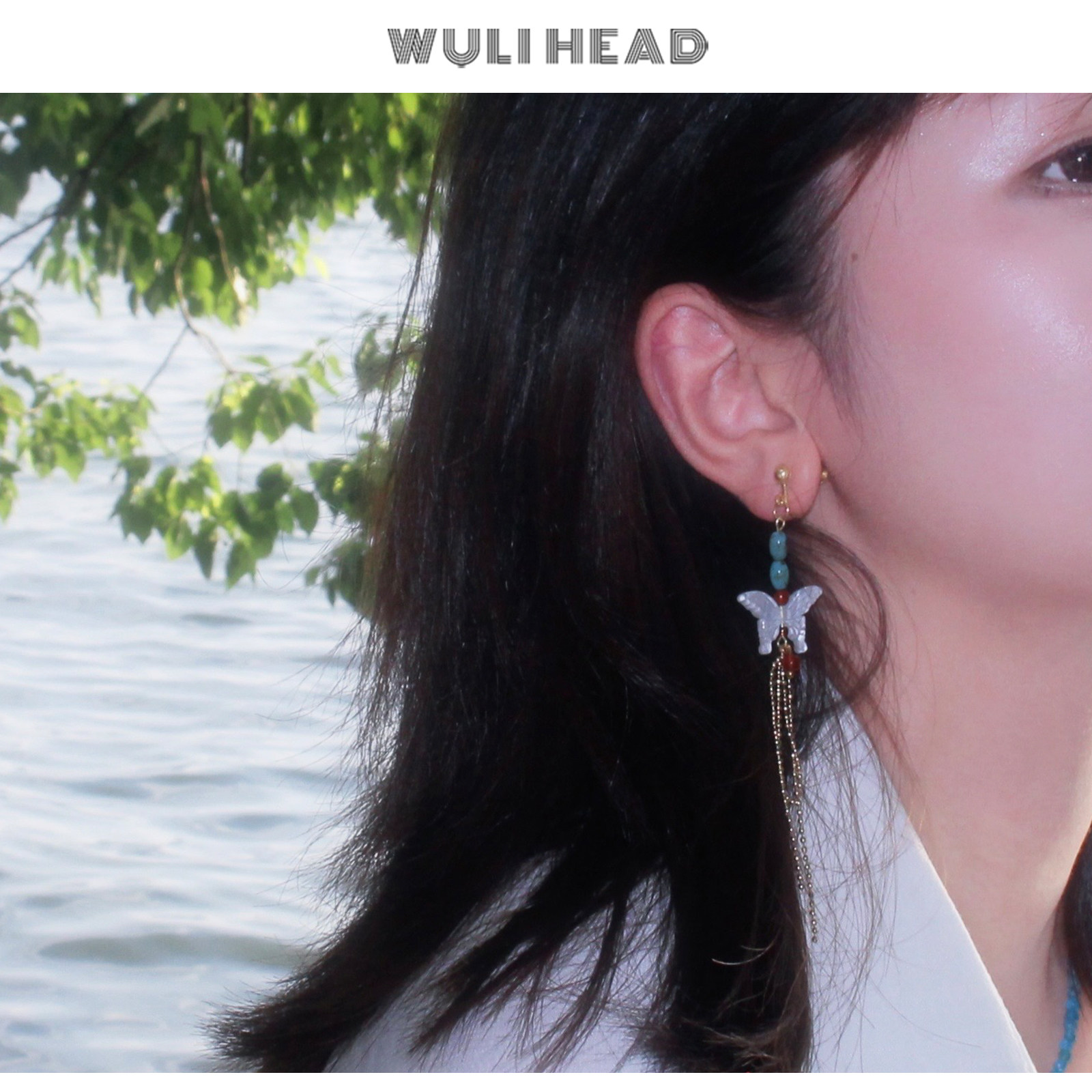 [ 无厘头 ] 蝶舞流苏 原创中式国风蝴蝶红蓝长款飘逸唯美耳环耳夹,饰品/流行首饰/时尚饰品新,耳环,淘宝优惠券,粉丝福利购,淘宝优惠卷