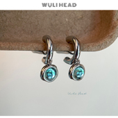 蓝境回响 无厘头 透蓝色百搭通勤小众清冷耳圈蚊香盘耳夹