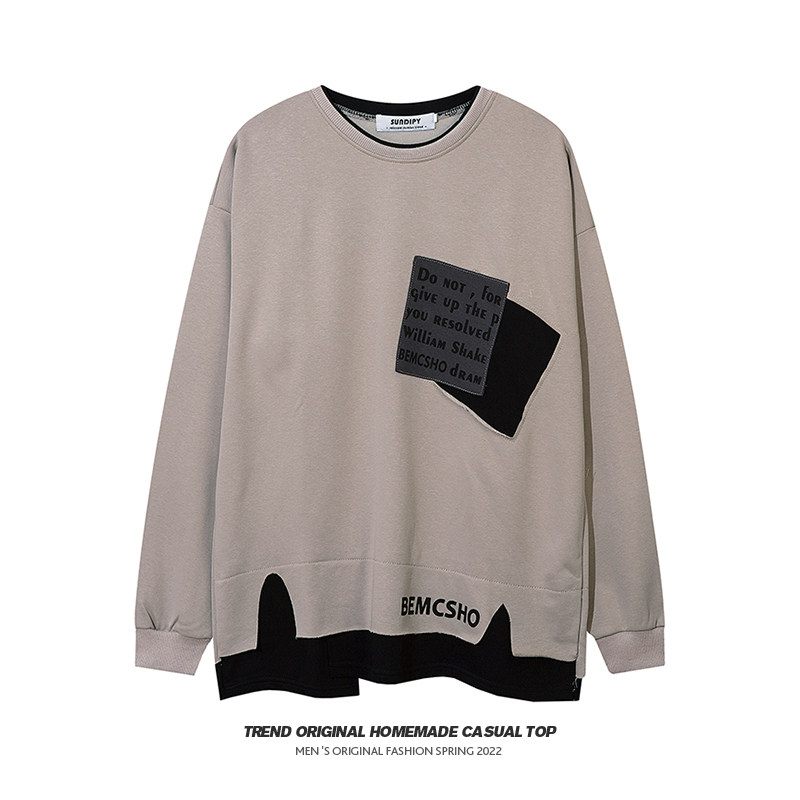 fearless无所畏惧 原创潮牌秋装新款男女不规则口袋字母卫衣