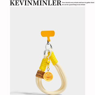 ins卡通挂饰仿真食物煎鸡蛋手机短款 挂绳编织手提挂件钥匙扣挂链