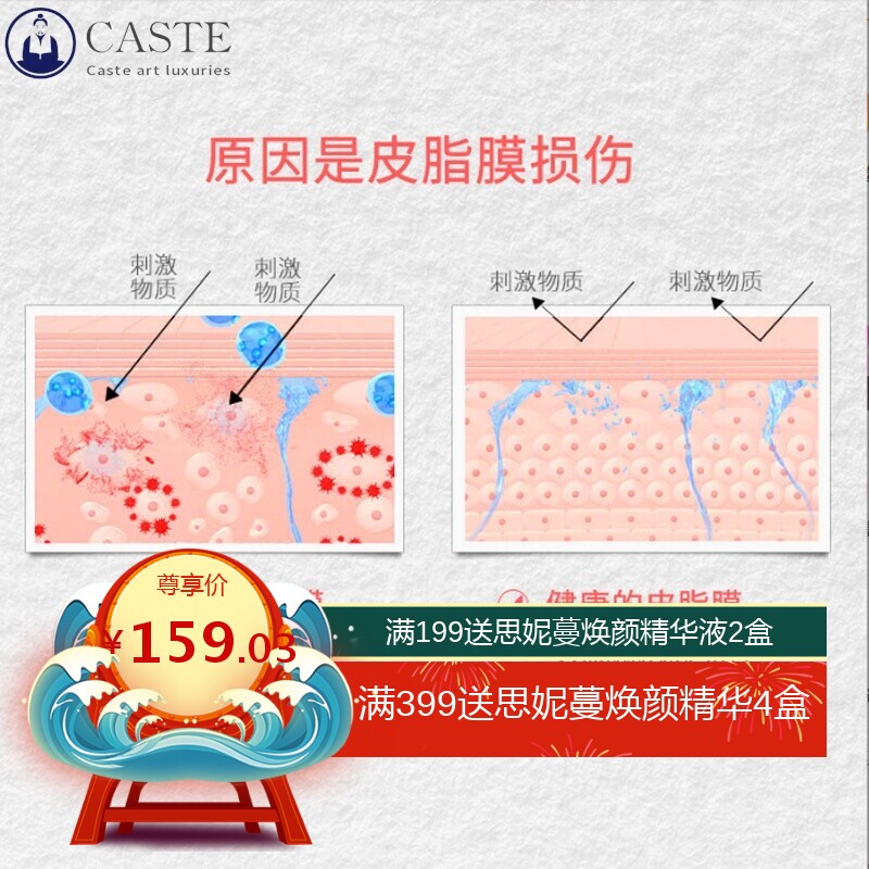 美容院面部敏感肌 激素脸修护受损肌退红修护套盒 积雪草修护原液