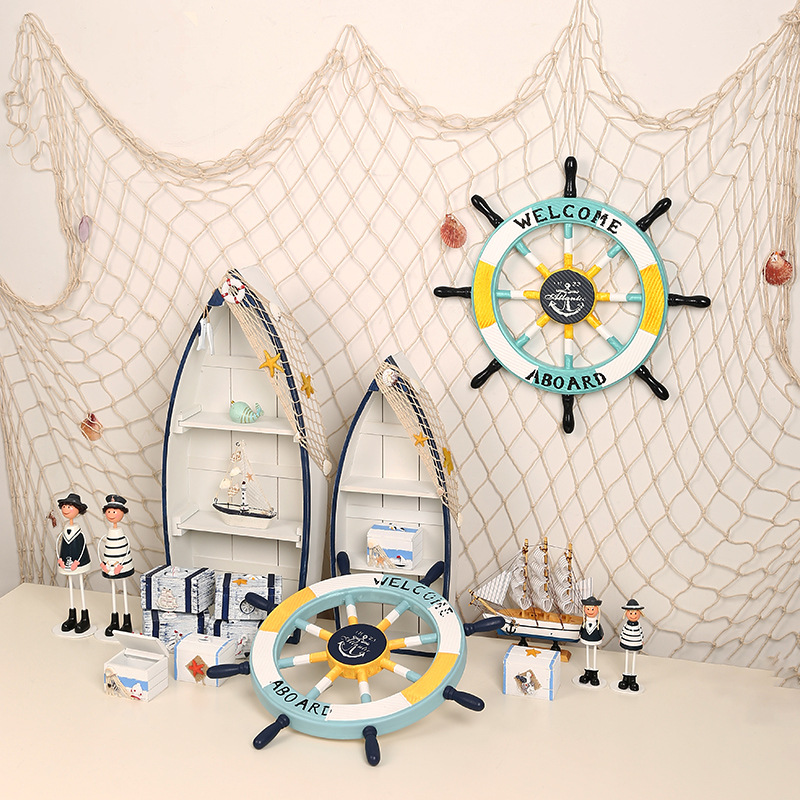 地中海棉线渔网壁挂幼儿园DIY