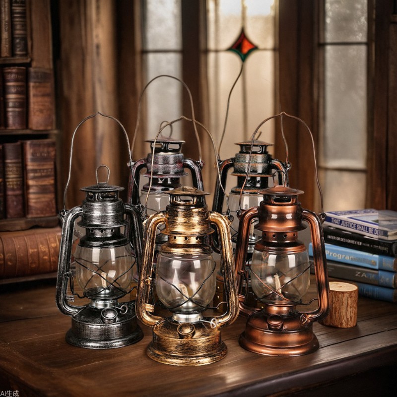 24cm做旧古铜煤油灯老油灯