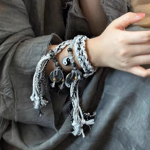 新中式双生太极山鬼花钱手绳