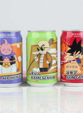 台湾进口Ocean Bomb七龙珠孙悟空联名收藏版水果味气泡水碳酸饮料