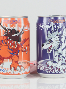 台湾Ocean Bomb/数码宝贝联名收藏版荔枝风味气泡水碳酸饮料330ml