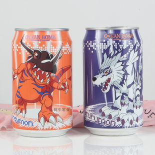 台湾Ocean Bomb/数码宝贝联名收藏版荔枝风味气泡水碳酸饮料330ml