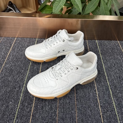 进口全真鳄鱼皮男鞋新款欧美时尚高端运动休闲小白鞋气垫底真皮鞋