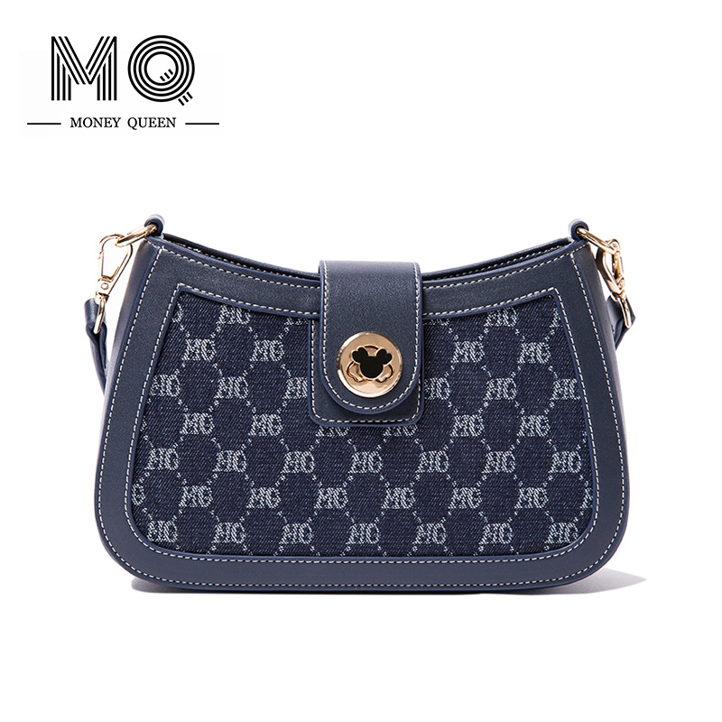 MQ单肩包女印花2023新款潮牌小众复古老花斜跨女包包腋下手提小包