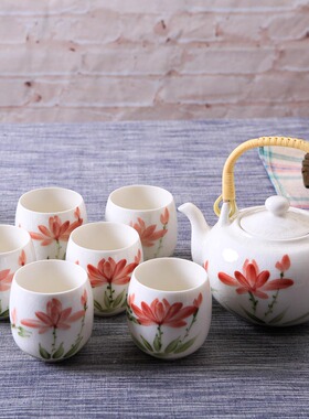 敏杨手彩冰裂纹7头陶瓷茶壶茶杯办公室礼品盒整套 功夫茶具套装