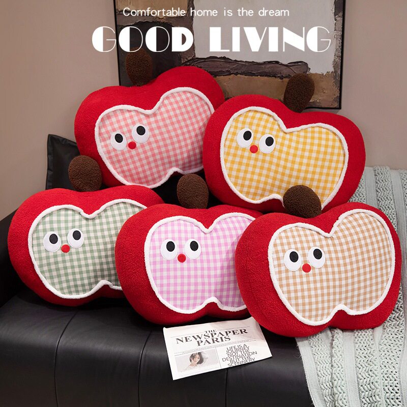 可爱格子苹果睡觉抱枕女生床上靠垫宿舍生日礼物沙发办公腰靠背