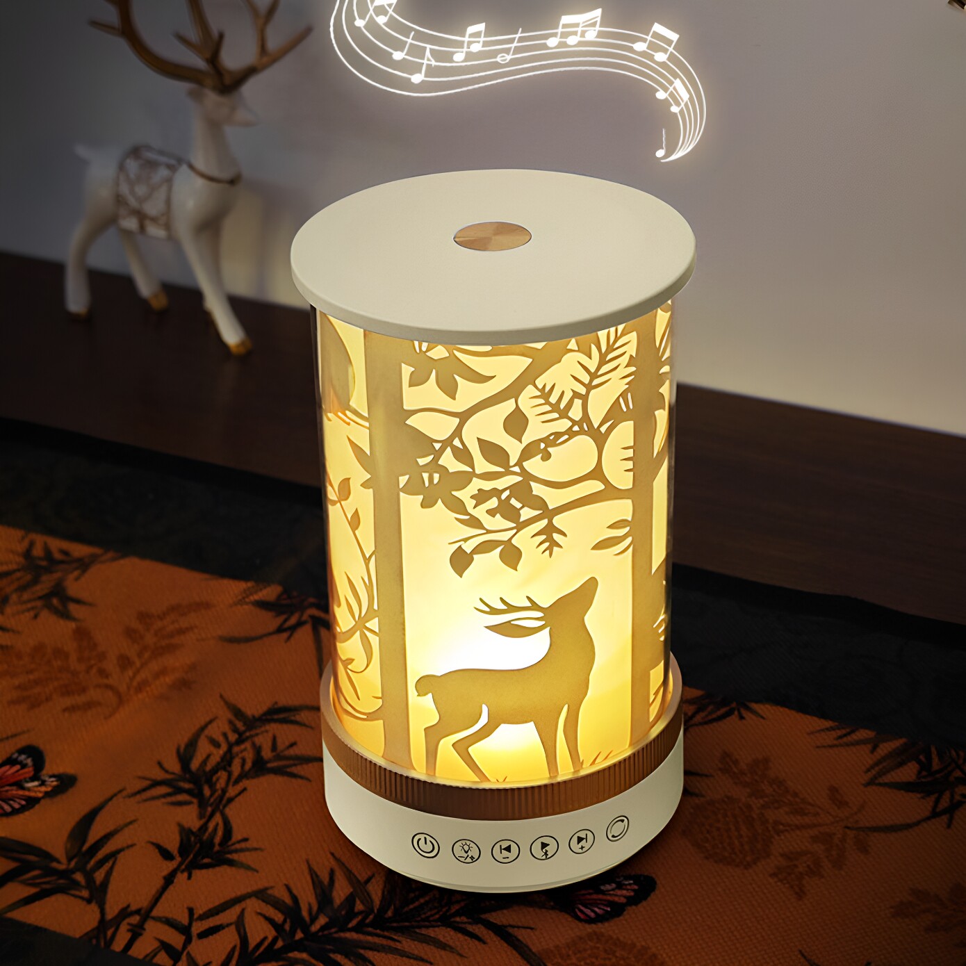 文创礼品纸雕小夜灯桌面摆件中式蓝牙音箱台灯LED充电氛围装饰灯