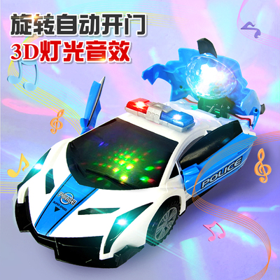 警车玩具电动变形3岁女孩万向