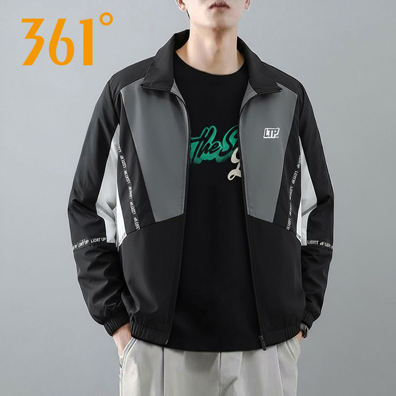 361度男式风衣外套宽松百搭立领夹克运动上衣春季新品552531603H