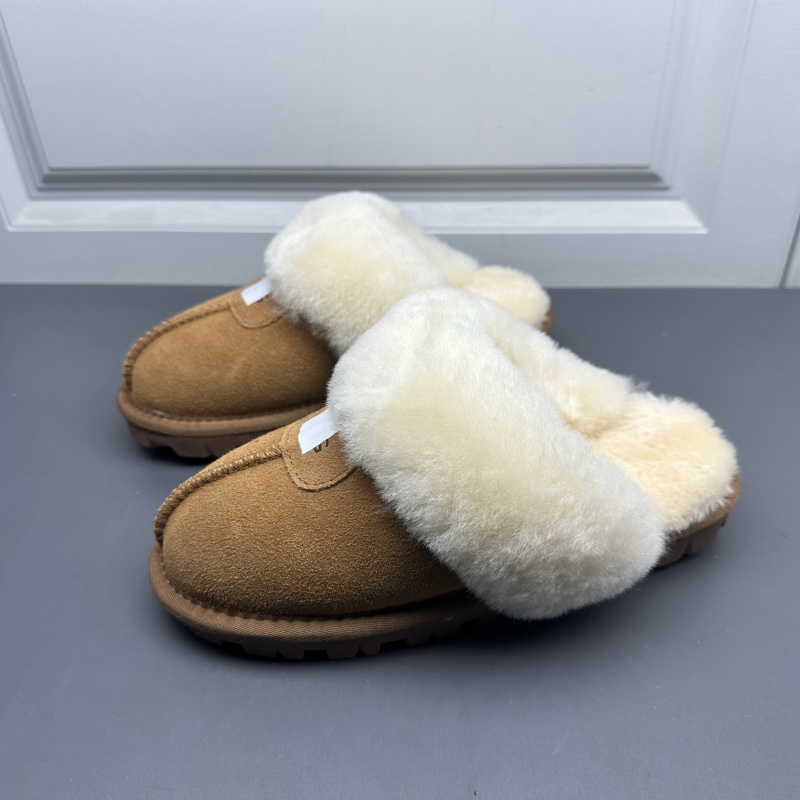 36码磨砂牛皮羊毛雪地靴女秋冬加棉保暖新款时尚一脚蹬棉拖鞋特价