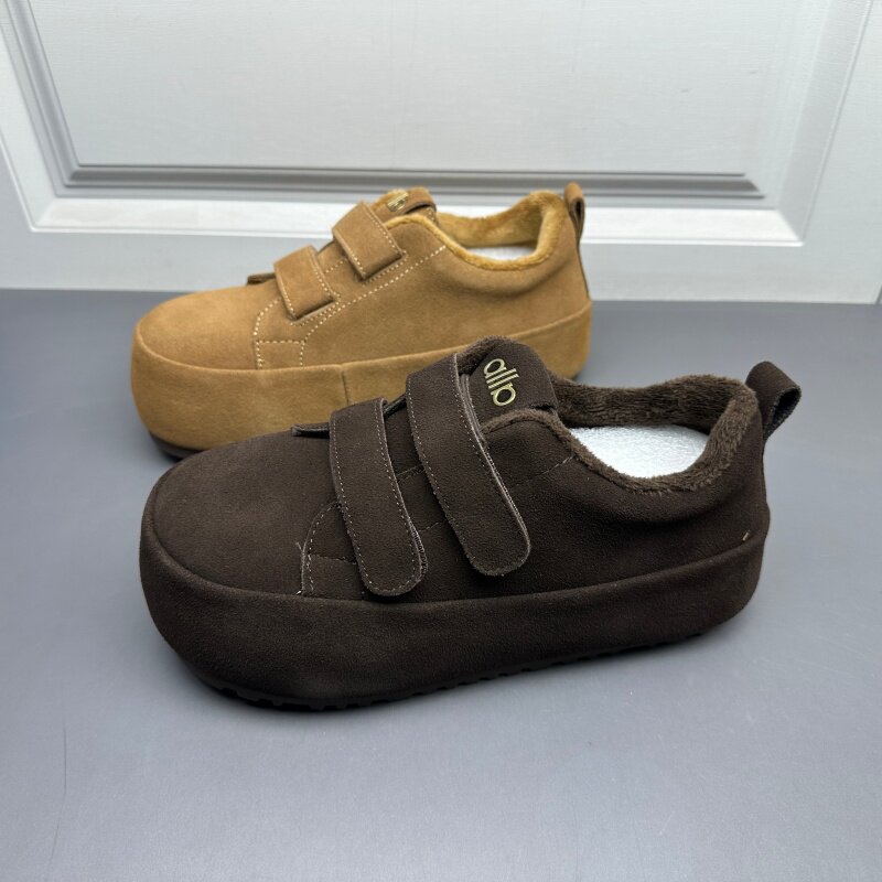 撤柜断码处理真皮勃肯鞋女2025年冬季加绒保暖厚底魔术贴休闲鞋,女鞋,时尚休闲鞋,淘宝优惠券,粉丝福利购,淘宝优惠卷