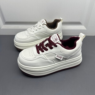 撤柜断码加绒小白鞋女厚底增高轻便舒适秋冬真皮时尚运动休闲鞋