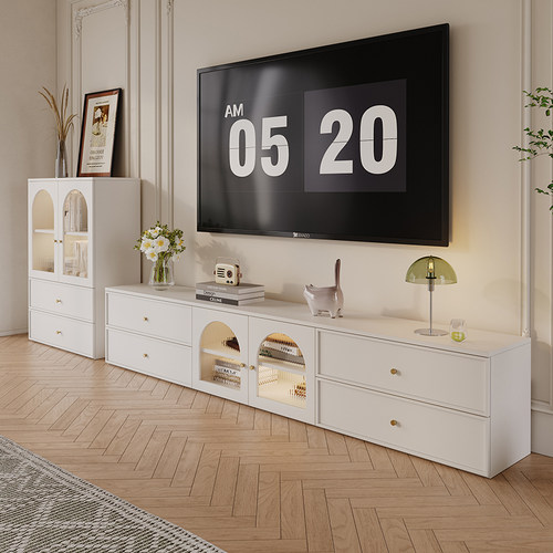 奶油风电视柜茶几组合客厅收纳柜