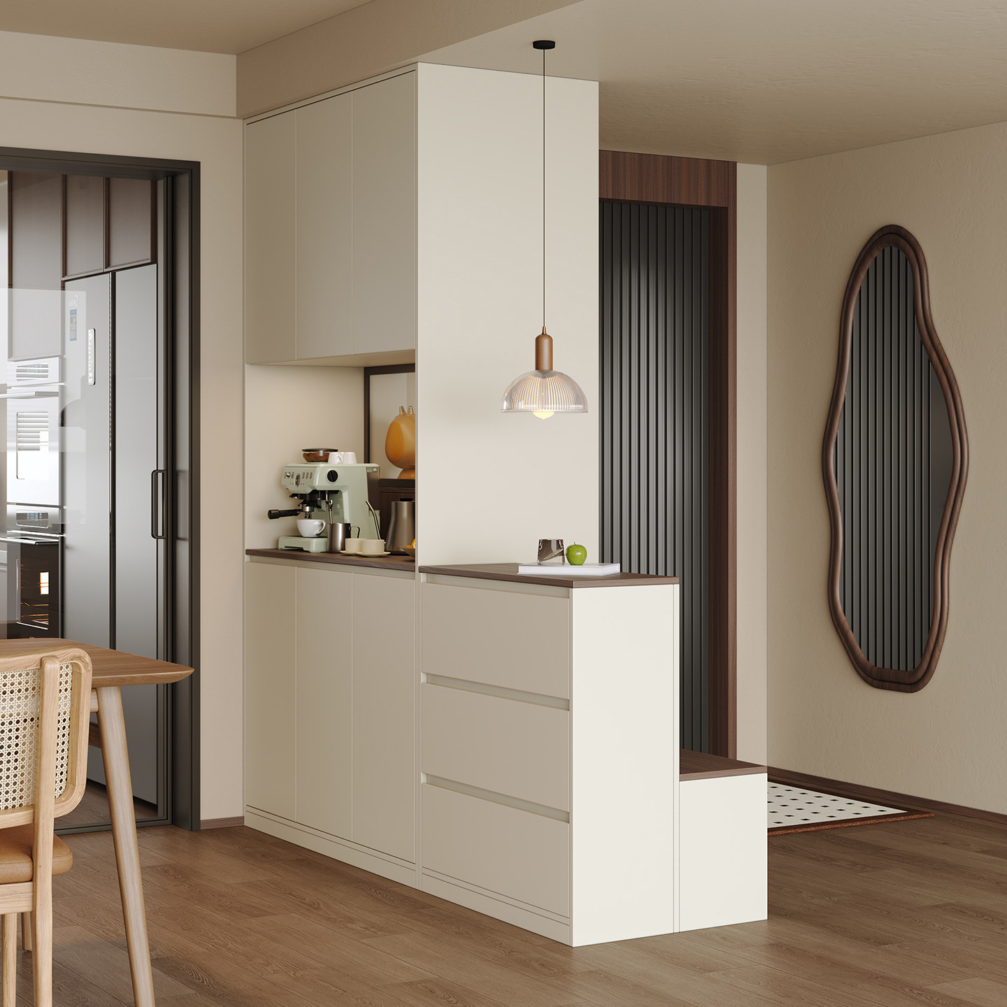 法式中古风餐边柜鞋柜一体组合储物柜多功能茶水柜客厅双面隔断柜