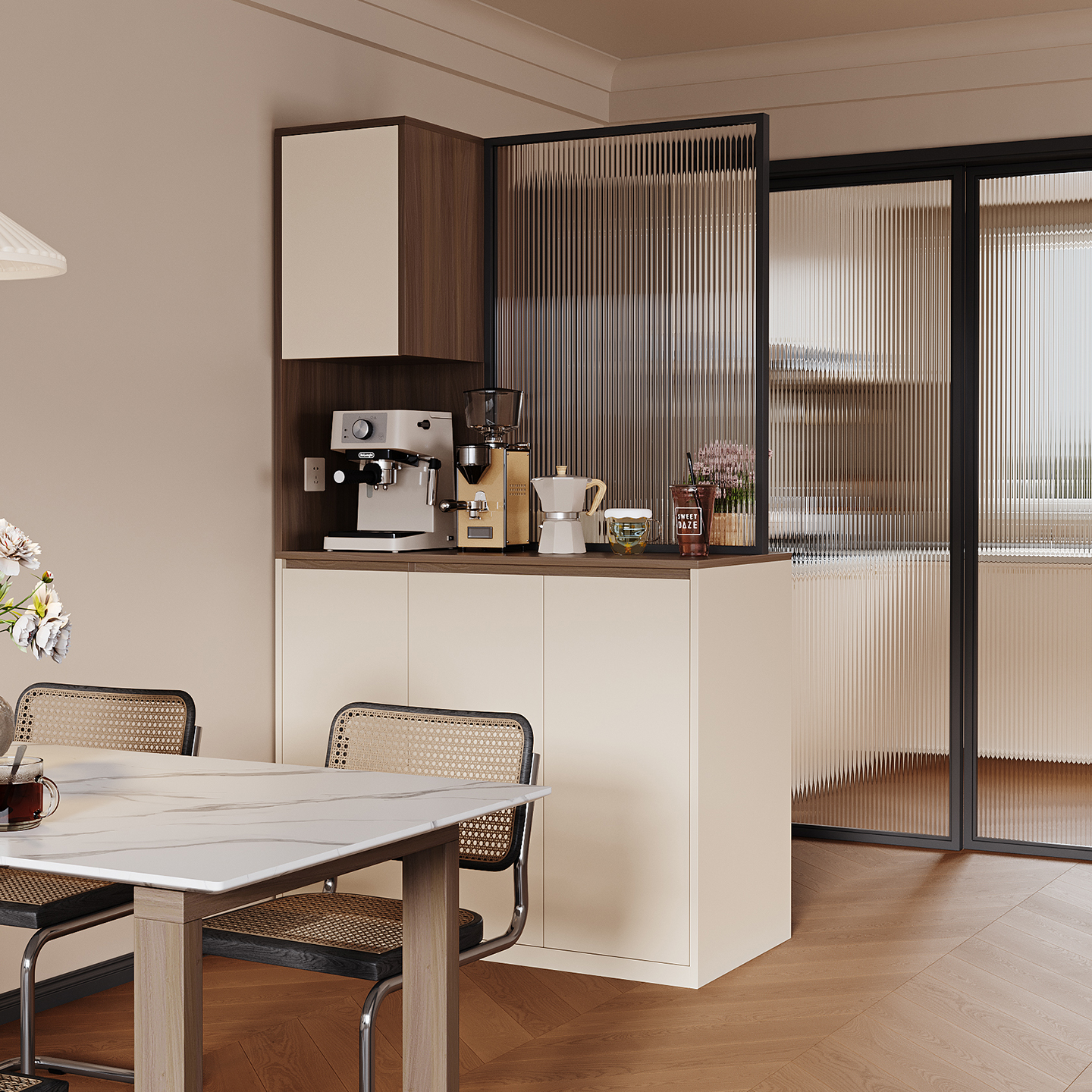 中古风餐边柜鞋柜一体双面置物柜