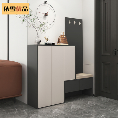入门超薄窄鞋柜家用门口可坐式带凳入户玄关柜一体隔断柜靠墙实木