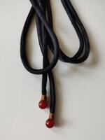 Silk, mulberry silk, pure black jacquard, Chinese-style waist rope belt, jade bead pendant (1.85 meters) thumbnail 7